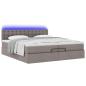Preview: Ottoman-Bett mit Matratzen & LEDs Taupe 200x200 cm Stoff