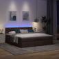 Preview: Ottoman-Bett mit Matratzen & LEDs Dunkelbraun 200x200 cm Stoff