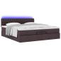 Preview: Ottoman-Bett mit Matratzen & LEDs Dunkelbraun 200x200 cm Stoff