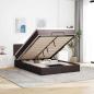 Preview: ARDEBO.de - Ottoman-Bett mit Matratze & LEDs Dunkelbraun 140x200 cm Stoff