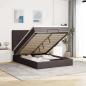Preview: ARDEBO.de - Ottoman-Bett mit Matratze & LEDs Dunkelbraun 140x200 cm Stoff