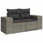 Preview: 9-tlg. Garten-Sofagarnitur mit Kissen Grau Poly Rattan Akazie