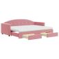 Preview: Tagesbett Ausziehbar mit Schubladen Rosa 80x200 cm Samt