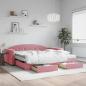 Preview: ARDEBO.de - Tagesbett Ausziehbar mit Schubladen Rosa 100x200 cm Samt