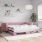 Preview: ARDEBO.de - Tagesbett Ausziehbar mit Matratzen Rosa 100x200 cm Samt