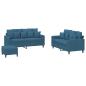 Preview: 3-tlg. Sofagarnitur mit Kissen Blau Samt