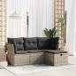 Preview: ARDEBO.de - 4-tlg. Garten-Sofagarnitur mit Kissen Grau Poly Rattan