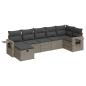 Preview: 7-tlg. Garten-Sofagarnitur mit Kissen Grau Poly Rattan
