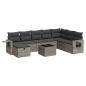 Preview: 9-tlg. Garten-Sofagarnitur mit Kissen Grau Poly Rattan