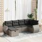 Preview: ARDEBO.de - 6-tlg. Garten-Sofagarnitur mit Kissen Grau Poly Rattan