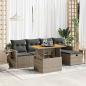 Preview: ARDEBO.de - 6-tlg. Garten-Sofagarnitur mit Kissen Grau Poly Rattan Akazie