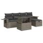 Preview: 6-tlg. Garten-Sofagarnitur mit Kissen Grau Poly Rattan
