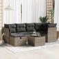 Preview: ARDEBO.de - 7-tlg. Garten-Sofagarnitur mit Kissen Grau Poly Rattan