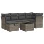 Preview: 7-tlg. Garten-Sofagarnitur mit Kissen Grau Poly Rattan