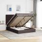 Preview: ARDEBO.de - Ottoman-Bett mit Matratze & LEDs Dunkelbraun 140x200 cm Stoff