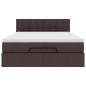 Preview: Ottoman-Bett mit Matratze & LEDs Dunkelbraun 140x200 cm Stoff