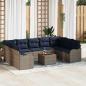 Preview: ARDEBO.de - Gartensofa-set 10 stk. Grau Poly-Rattan