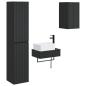 Preview: Badezimmermöbel-Set 3 stk. Schwarz 33 x 34,5 x 160 cm
