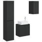 Preview: Badezimmermöbel-Set 3 stk. Schwarz 33 x 34,5 x 160 cm