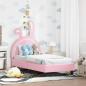 Preview: ARDEBO.de - Kinderbettgestell mit Kopfteil Rosa 70 x 140 cm PU