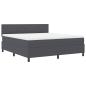 Preview: LED Boxspringbett Dunkelgrau und Weiß 180 x 200 cm Cordstoff