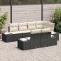 Preview: Gartensofa-set 7 stk. Schwarz und Creme Poly-Rattan