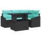 Preview: ARDEBO.de - Gartensofa-set 6 stk. Schwarz und Creme Poly-Rattan