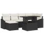 Preview: Gartensofa-set 7 stk. Schwarz und Creme Poly-Rattan