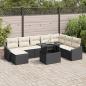 Preview: ARDEBO.de - Sofa Set 9 stk. Schwarz und Creme Poly-Rattan