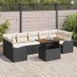 Preview: ARDEBO.de - Gartensofa-set 8 stk. Schwarz und Creme Poly-Rattan