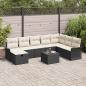 Preview: ARDEBO.de - Gartensofa-set 9 stk. Schwarz und Creme Poly-Rattan
