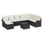 Preview: Gartensofa-set 9 stk. Schwarz und Creme Poly-Rattan