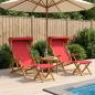 Preview: ARDEBO.de - Liegestuhl 4 pcs 3 Position Massives Eukalyptus Holz Rot