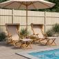 Preview: ARDEBO.de - Liegestuhl 4 stk. 3 Position Massives Eukalyptus Holz Taupe