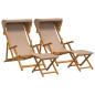 Preview: Liegestuhl 4 stk. 3 Position Massives Eukalyptus Holz Taupe
