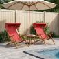 Preview: ARDEBO.de - Liegestuhl 2 pcs 3 Position Massives Eukalyptus Holz Rot