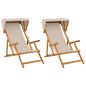 Preview: Liegestuhl 2 pcs 3 Position Massives Eukalyptus Holz Beige