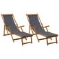 Preview: Klappbare Sonnenliege 2 pcs 3 Position Massives Eukalyptus Holz