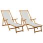 Preview: Klappbare Sonnenliege 2 pcs 3 Position Massives Eukalyptus Holz