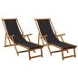 Preview: Klappbare Sonnenliege 2 pcs 3 Position Massives Eukalyptus Holz