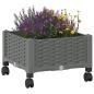 Preview: Gartenpflanzer mit Rädern Hellgrau 40 x 40 x 29 cm PP
