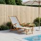 Preview: ARDEBO.de - Klappbare Sonnenliege 3 Position Massives Eukalyptus Holz Creme