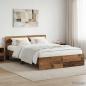 Preview: ARDEBO.de - Bettgestell mit Kopfteil Altholz 120 x 200 cm Holzwerkstoff