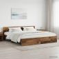 Preview: ARDEBO.de - Bettgestell mit Kopfteil Altholz 200 x 200 cm Holzwerkstoff