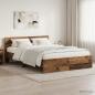 Preview: ARDEBO.de - Bettgestell mit Kopfteil Altholz 140 x 190 cm Holzwerkstoff