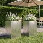 Preview: ARDEBO.de - Garten-Pflanzgefäß 2 Stk. Silber 50 x 50 x 75 cm Edelstahl