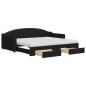 Preview: Tagesbett Ausziehbar mit Schubladen Schwarz 90x200 cm Stoff