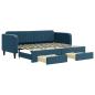 Preview: Tagesbett Ausziehbar mit Schubladen Blau 90x200 cm Samt