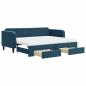 Preview: Tagesbett Ausziehbar mit Schubladen Blau 90x200 cm Samt