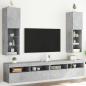 Preview: TV-Schränke mit LED-Leuchten 2 Stk. Betongrau 30,5x30x102 cm